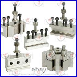 5 Pieces Set T37 Quick-Change Tool post With 2 Standard, 1 Vee, 1 Parting holde
