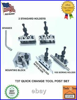 5 pcs Quick Change Tool Post Set T37 suitable for MyFord Lathes with Wooden Box