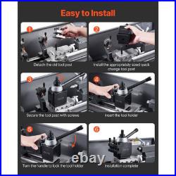 8-Piece Quick Change Tool Post Set with Metal Wedge Tool Holders and Turning Too