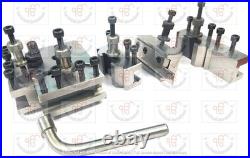 9 PCS Set T37 Quick-Change Tool post, 6 Standard, 1 Vee, 1 Parting holder, GI