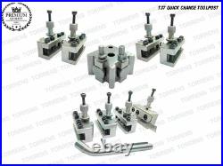 9 Pieces Set T37 Quick-Change Tool post With 6 Standard, 1 Vee, 1 Parting holders 9 Pieces Set T37 Quick-Change Tool post With 6 Standard, 1 Vee, 1 Parting holders
