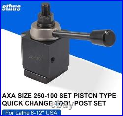 AXA Size 250-100 Set Piston Type Quick Change Tool Post Set for Lathe 6-12