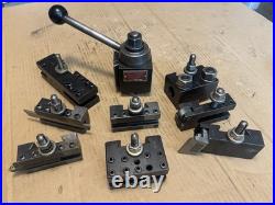 Aloris AXA Lathe Wedge Quick Change Tool Post With 8 Tool Holders, South Bend 9