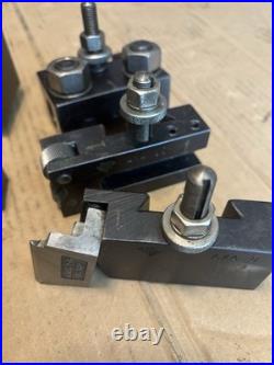 Aloris AXA Lathe Wedge Quick Change Tool Post With 8 Tool Holders, South Bend 9