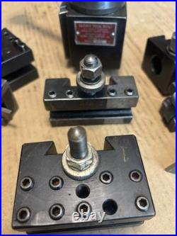 Aloris AXA Lathe Wedge Quick Change Tool Post With 8 Tool Holders, South Bend 9 Aloris AXA Lathe Wedge Quick Change Tool Post With 8 Tool Holders, South Bend 9