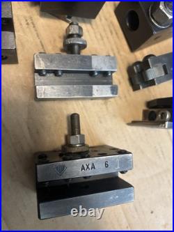 Aloris AXA Lathe Wedge Quick Change Tool Post With 8 Tool Holders, South Bend 9