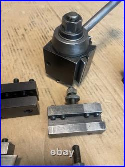 Aloris AXA Lathe Wedge Quick Change Tool Post With 8 Tool Holders, South Bend 9