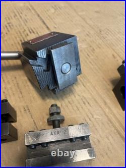 Aloris AXA Lathe Wedge Quick Change Tool Post With 8 Tool Holders, South Bend 9