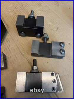 Aloris AXA Lathe Wedge Quick Change Tool Post With 8 Tool Holders, South Bend 9