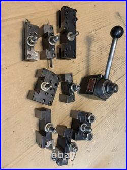 Aloris AXA Lathe Wedge Quick Change Tool Post With 8 Tool Holders, South Bend 9 Aloris AXA Lathe Wedge Quick Change Tool Post With 8 Tool Holders, South Bend 9