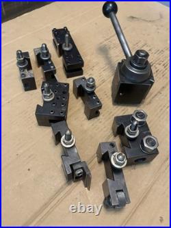 Aloris AXA Lathe Wedge Quick Change Tool Post With 8 Tool Holders, South Bend 9