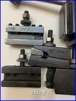 Aloris AXA Quick Change Wedge Tool Post W 7 tool holders Ect. Lathe Machinist