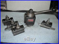 Aloris BXA Quick Change Tool Post with (4) Holders, Wedge Type Clamping