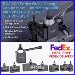 BXA 250-200 Series Quick Change Tool Post Set 8 Pc Holders Wedge Style Phase II