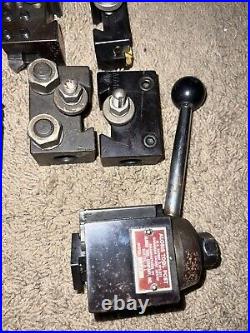 Big Lot Of Aloris Axa Quick Change Lathe Tool Post + 9 Holders