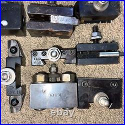 Big Lot Of Aloris Axa Quick Change Lathe Tool Post + 9 Holders