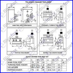 BlueFoxTools T51 5-Piece Quick Change Tool Post Set 16mm Standard, Boring &