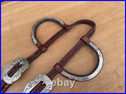 CIRCLE Y Tooled Double Ear Silver Western Show Horse Headstall Quick Change Ends CIRCLE Y Tooled Double Ear Silver Western Show Horse Headstall Quick Change Ends