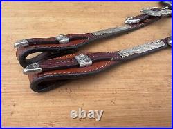 CIRCLE Y Tooled Double Ear Silver Western Show Horse Headstall Quick Change Ends CIRCLE Y Tooled Double Ear Silver Western Show Horse Headstall Quick Change Ends