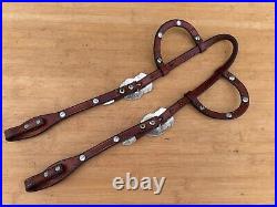 CIRCLE Y Tooled Double Ear Silver Western Show Horse Headstall Quick Change Ends CIRCLE Y Tooled Double Ear Silver Western Show Horse Headstall Quick Change Ends