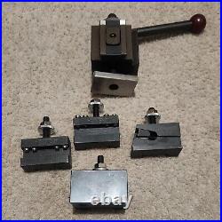Phase II Lathe Quick Change Tool Post Holder #250-200 With 4 Tool Holders Phase II Lathe Quick Change Tool Post Holder #250-200 With 4 Tool Holders