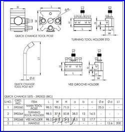 Quick Change T2 Tool Post Set Of 5 pcs Parting Standard Boring Holders 26mm