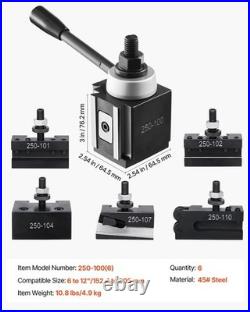 Quick Change Tool Post Set, 6 Pcs, Includes Lathe Tool Holders, Piston Type Tool
