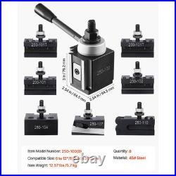 Quick Change Tool Post Set, 8Pcs, Includes Lathe Tool Holders 12 In. Metal Wedge