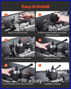 Quick Change Tool Post Set 8 Pcs Lathe Tool Holders for 10-15 Mini Lathe Swing
