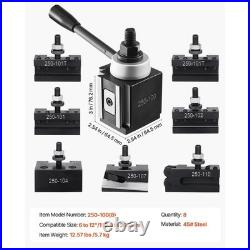 Quick Change Tool Post Set 8 Pcs Lathe Tool Holders for 6-12 Mini Lathe Swing