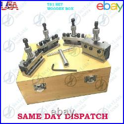 Set of 5PC T51 Quick Change Tool Post Standard Boring Parting Holder Wooden Box Set of 5PC T51 Quick Change Tool Post Standard Boring Parting Holder Wooden Box