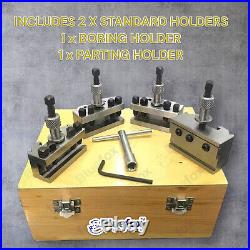 Set of 5PC T51 Quick Change Tool Post Standard Boring Parting Holder Wooden Box Set of 5PC T51 Quick Change Tool Post Standard Boring Parting Holder Wooden Box