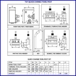 T37 Quick Change Tool Post suit for Myford ML7 Set 12 Pc