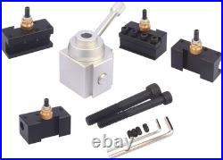 Versatile Mini Lathe Quick Change Tool Post with 5 Holders Black Aluminum