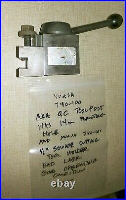 Yuasa 740-100 Quick Change Tool Post with 740-101 Cutting Tool Holder I05T Yuasa 740-100 Quick Change Tool Post with 740-101 Cutting Tool Holder I05T
